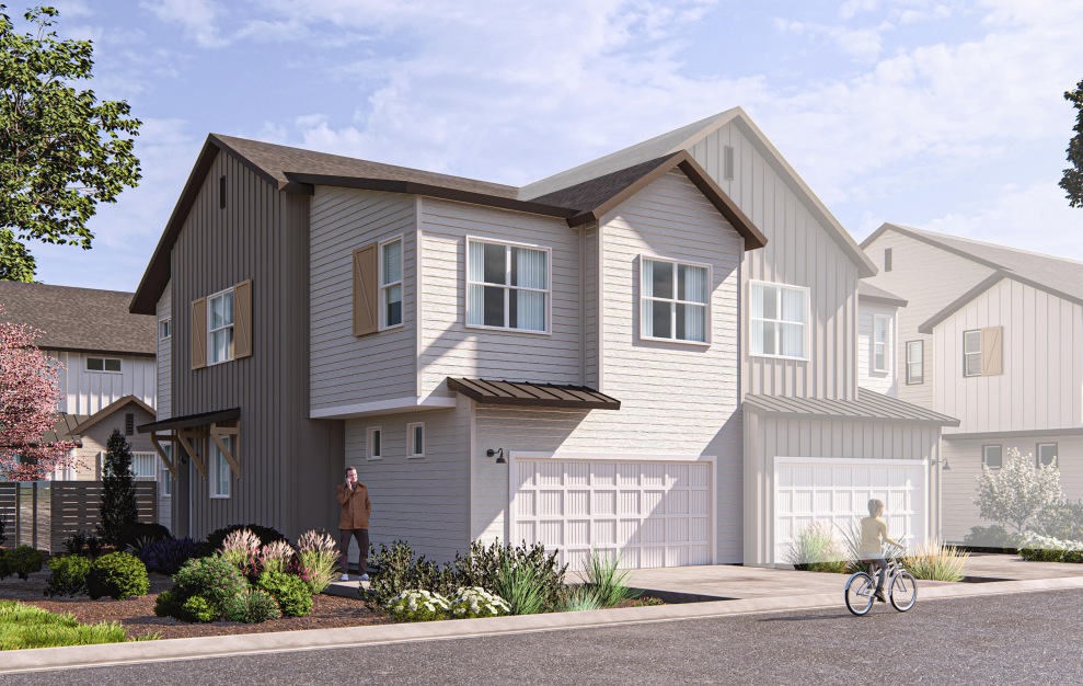 Maroon - 3 bedroom floorplan layout with 2.5 baths and 1402 square feet. (Elevation 2A)