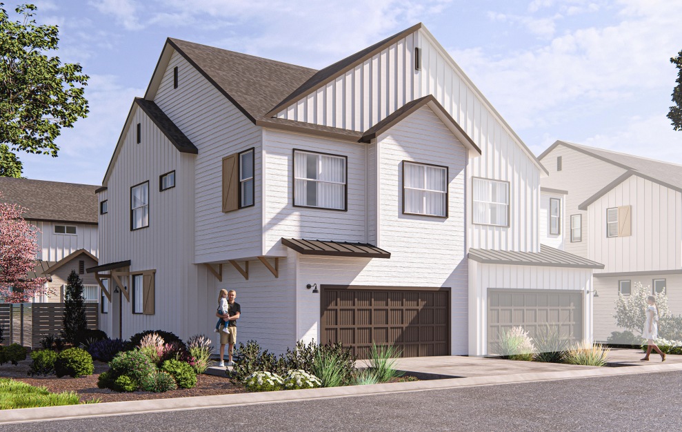 Maroon - 3 bedroom floorplan layout with 2.5 baths and 1402 square feet. (Elevation 2B)