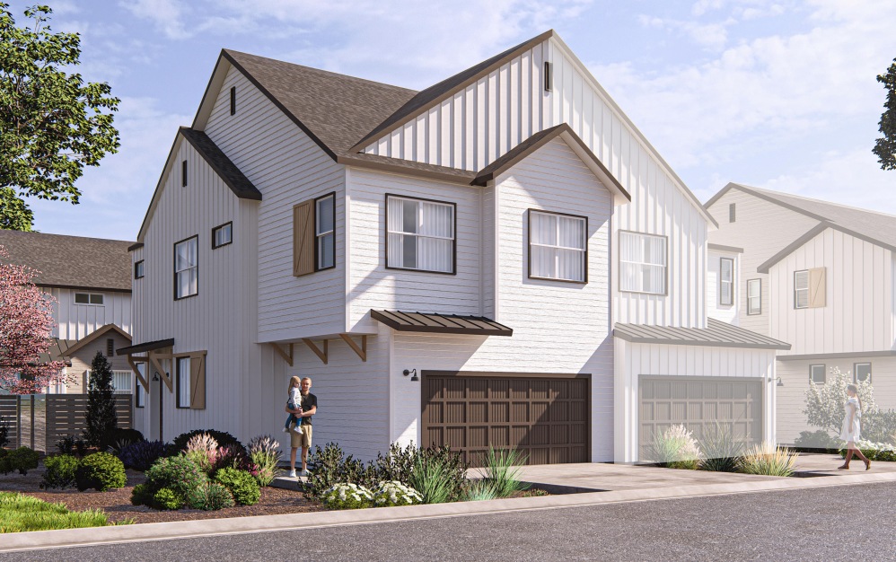 Maroon - 3 bedroom floorplan layout with 2.5 bathrooms and 1402 square feet (Elevation 2B)